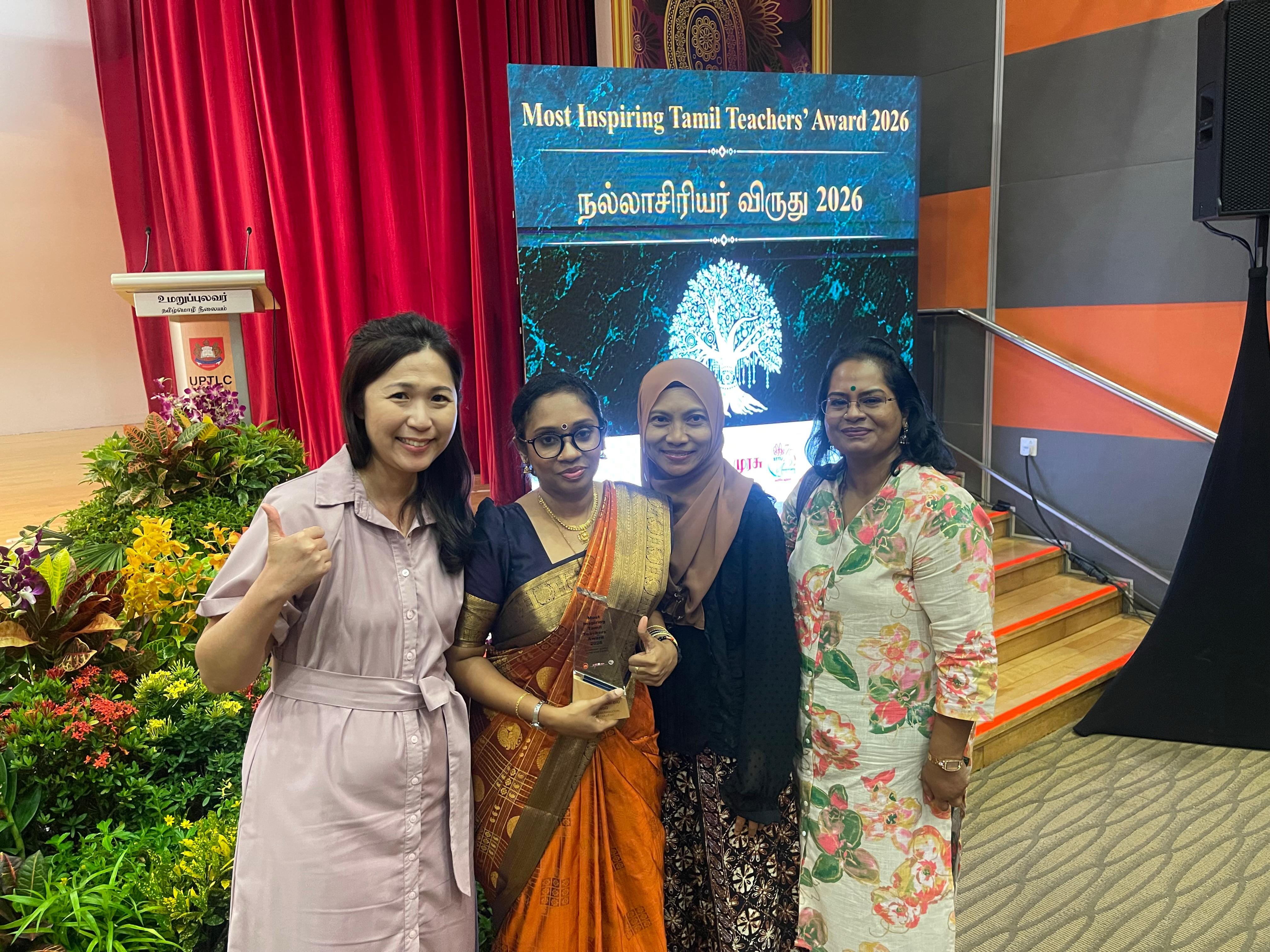 Ms Kalai with her award